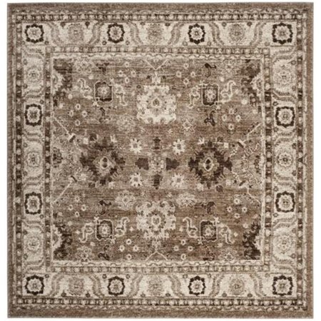 FLOWERS FIRST 6 ft. 7 in. x 6 ft. 7 in. Square Vintage Hamadan Power Loomed Area Rug, Taupe FL1889512